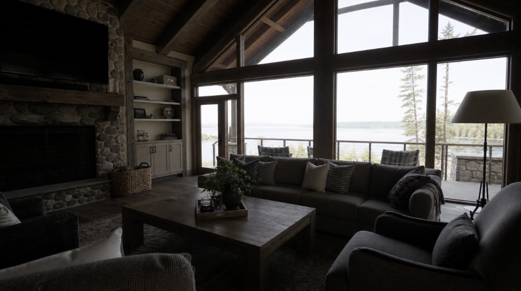 Original living room with dark interior exposure